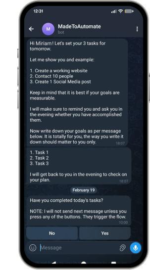 3 Tasks Telegram bot